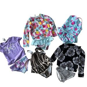 Girls Mixed Swimwear Bundle - Bright Fruit & Floral Prints size 24m- 3T